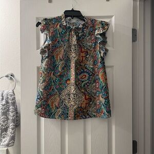 Paisley Ruffle Sleeve Top